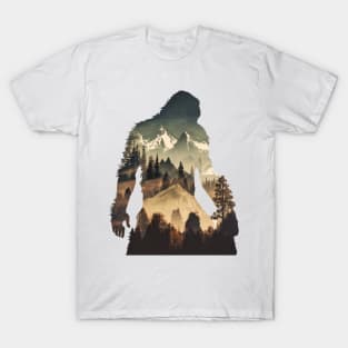 Sasquatch Bigfoot Hairy Man Sticker T-Shirt